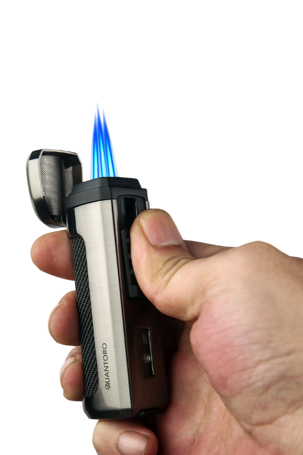 TRZ1039,Quantoro 3 Torch Pürmüz Siyah-Gunmetal Metal Puro Çakmağı