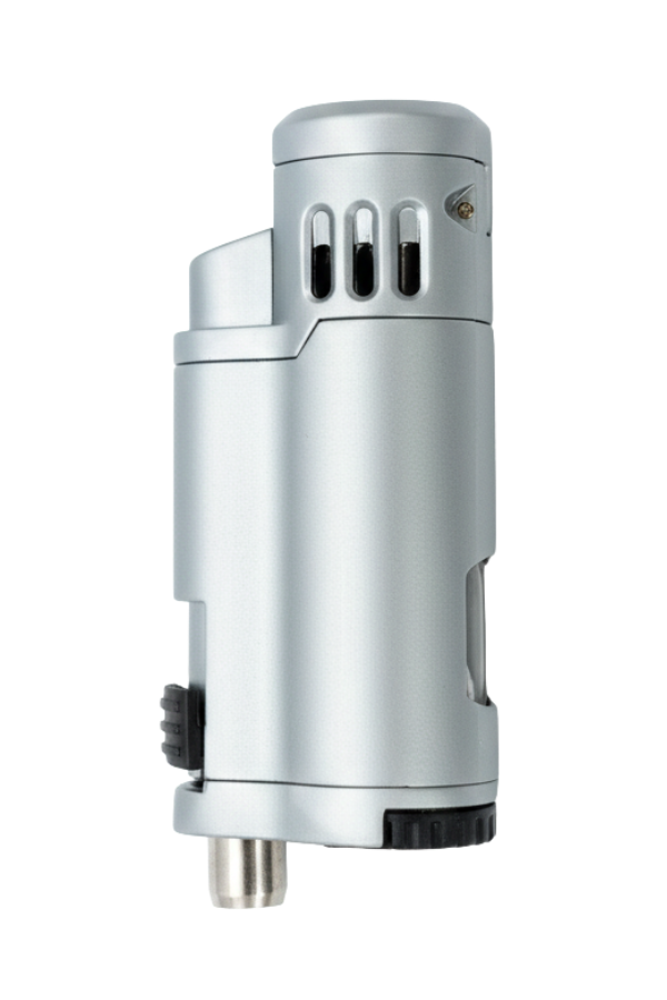 TRZ1024,Quantoro 3 Torch Pürmüz Gümüş Metal Puro Çakmağı