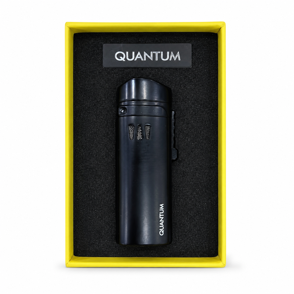 TR9984,Quantum Üç Torch Pürmüz Siyah Dahili Punch Metal Puro Çakmağı