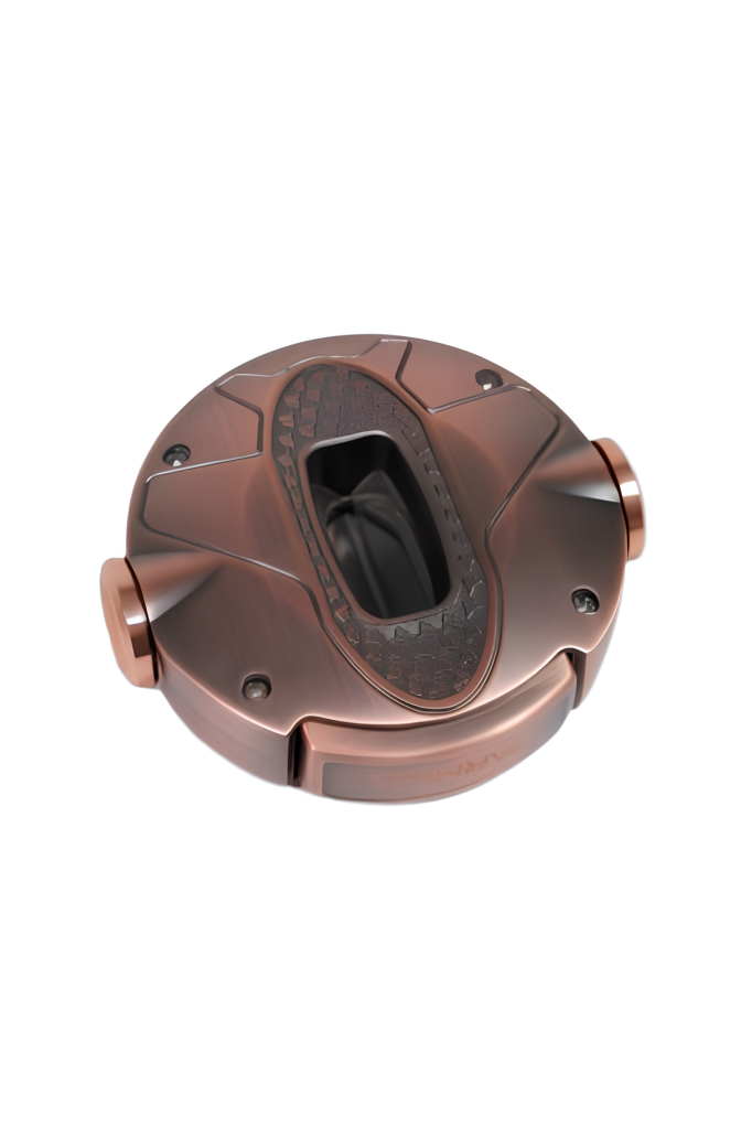 TR9084,Parmida Bronz İşlemeli Çark Mekanizmalı V-Cut Puro Makası Kesici