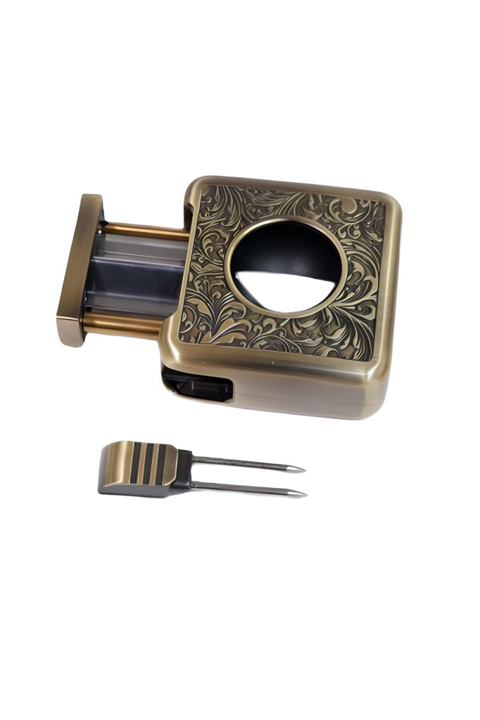 TR9081,Parmida Gold İşlemeli V-Cut Puro Makası Kesici