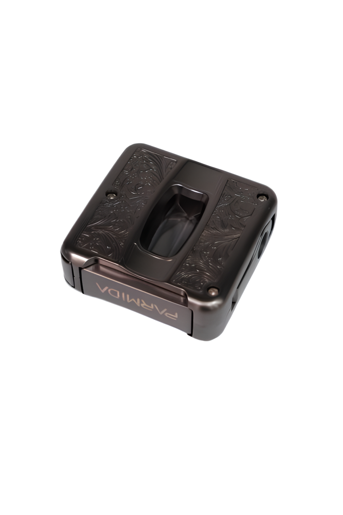 TR9079,Parmida Gümüş İşlemeli V-Cut Puro Makası Kesici