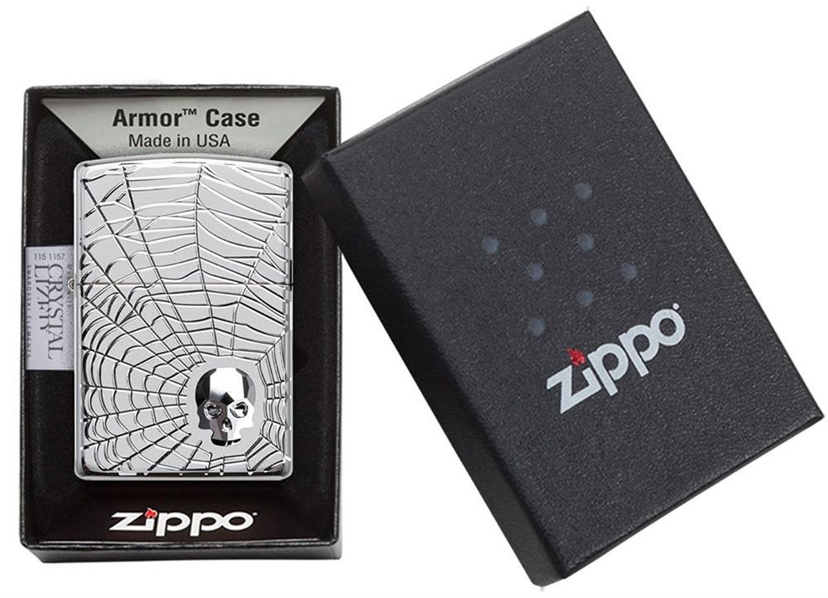 TR4017,Zippo Çakmak 167 Spider Web Skull Design 29931-075211