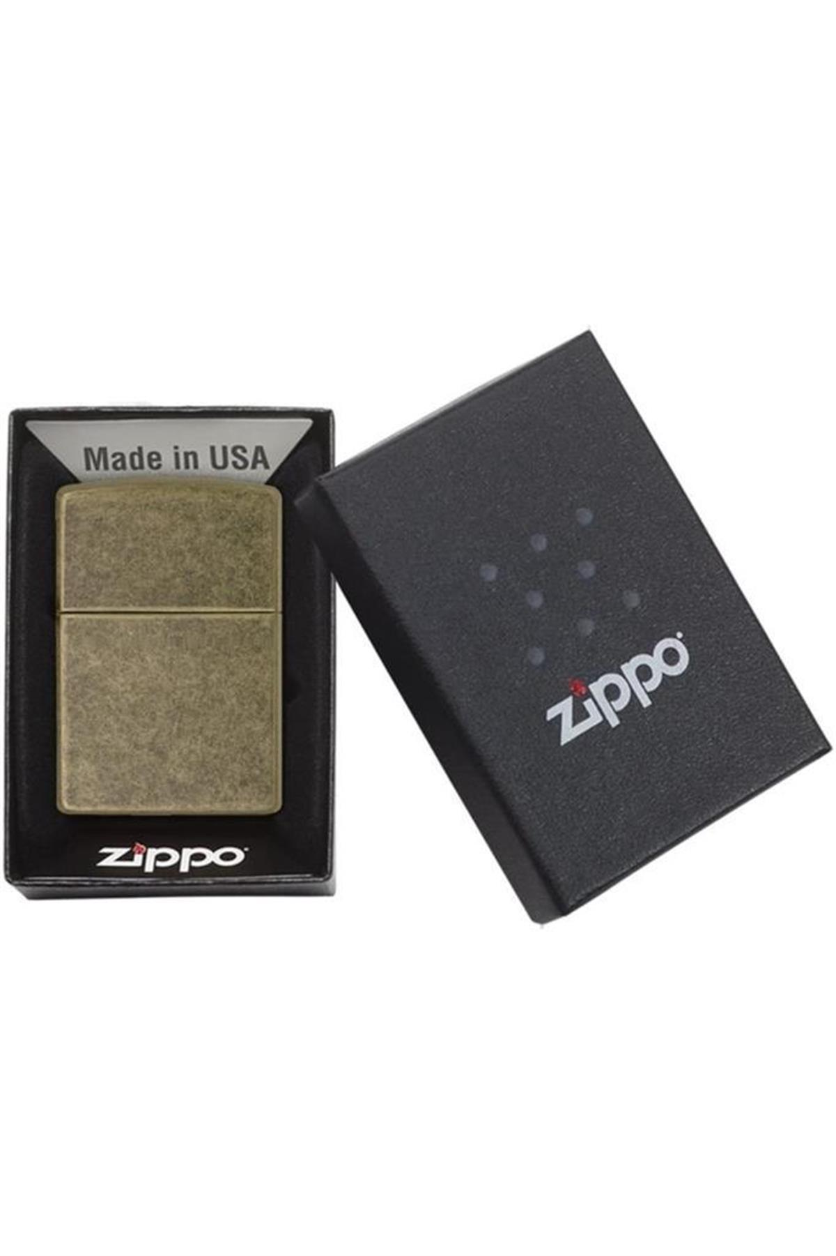 TR5327,Zippo Çakmak 201FB-000117 Reg Flat Btm Antique Bras