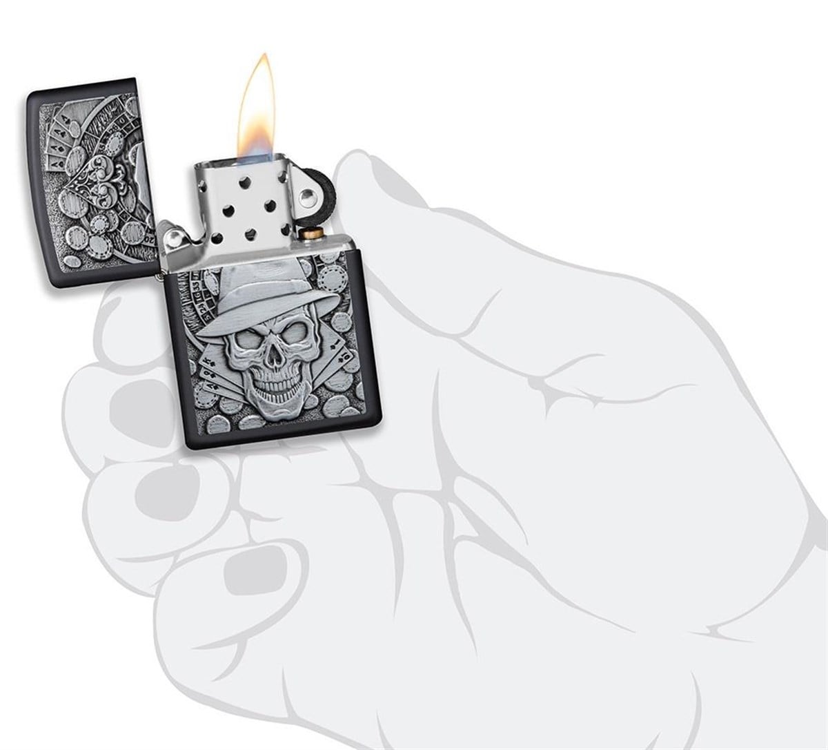 TR3235,Zippo Çakmak 218 Gambling Skull 49183-078935