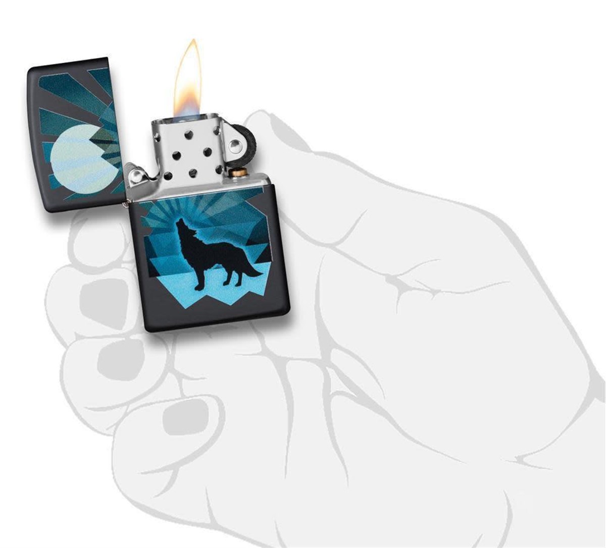 TR3729,Zippo Çakmak 218 Wolf And Moon Design 29864-069954