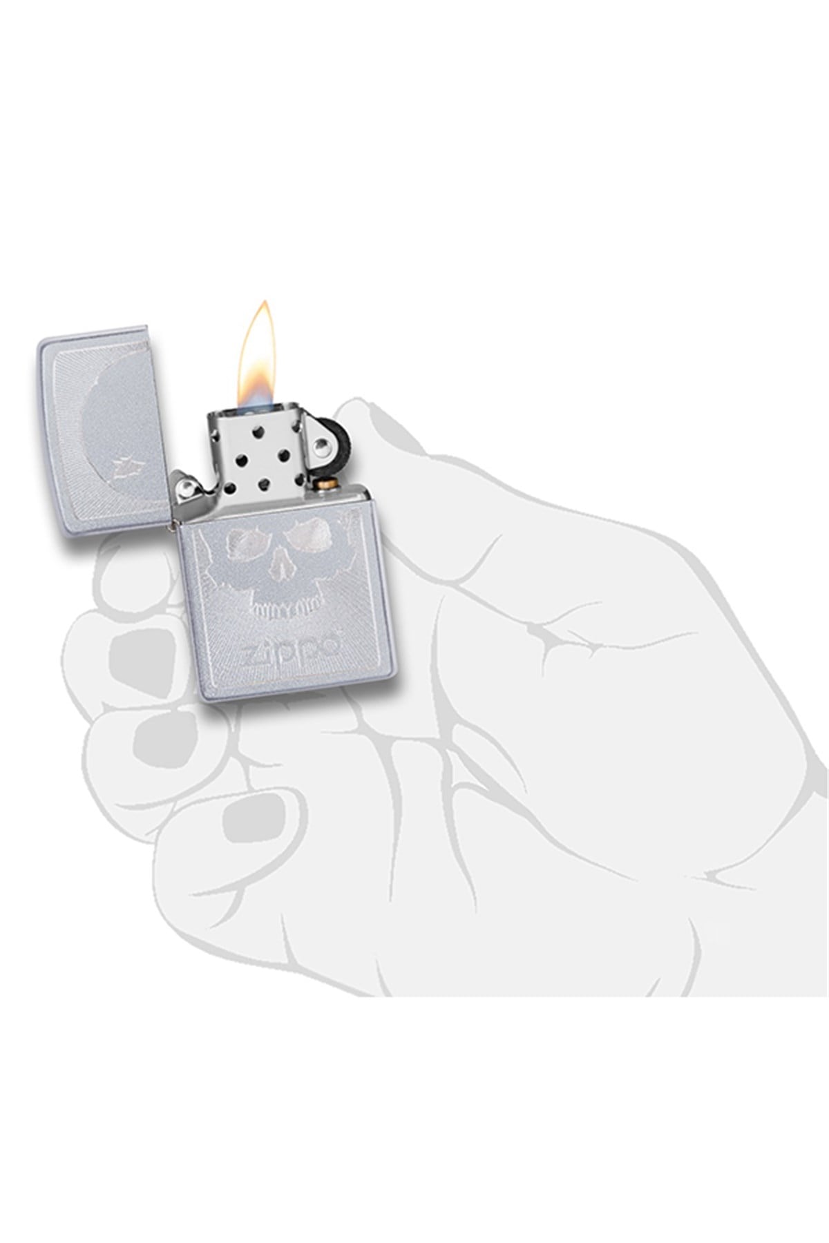 TR4409,Zippo Çakmak 29858-069952 Skull With Lines 1
