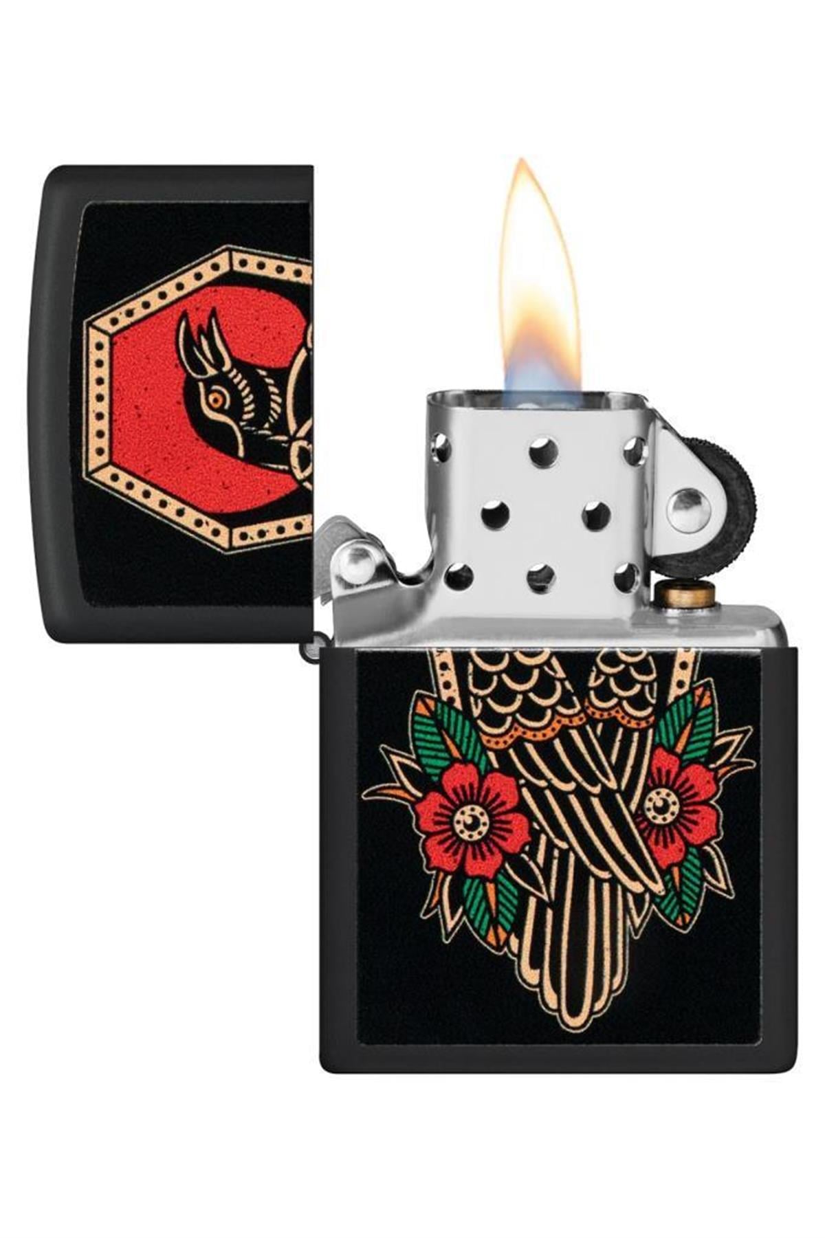 TR5428,Zippo Çakmak 48611-103655 218 Crow Tattoo Design