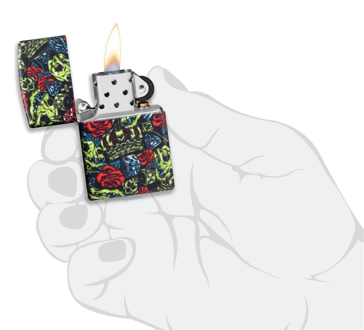 TR4007,Zippo Çakmak 49193 Skull Crown Design 49696-090641