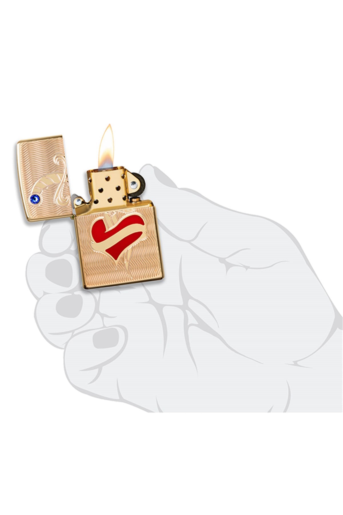 TR4887,Zippo Çakmak 49303-083344 Heart and Sword Design