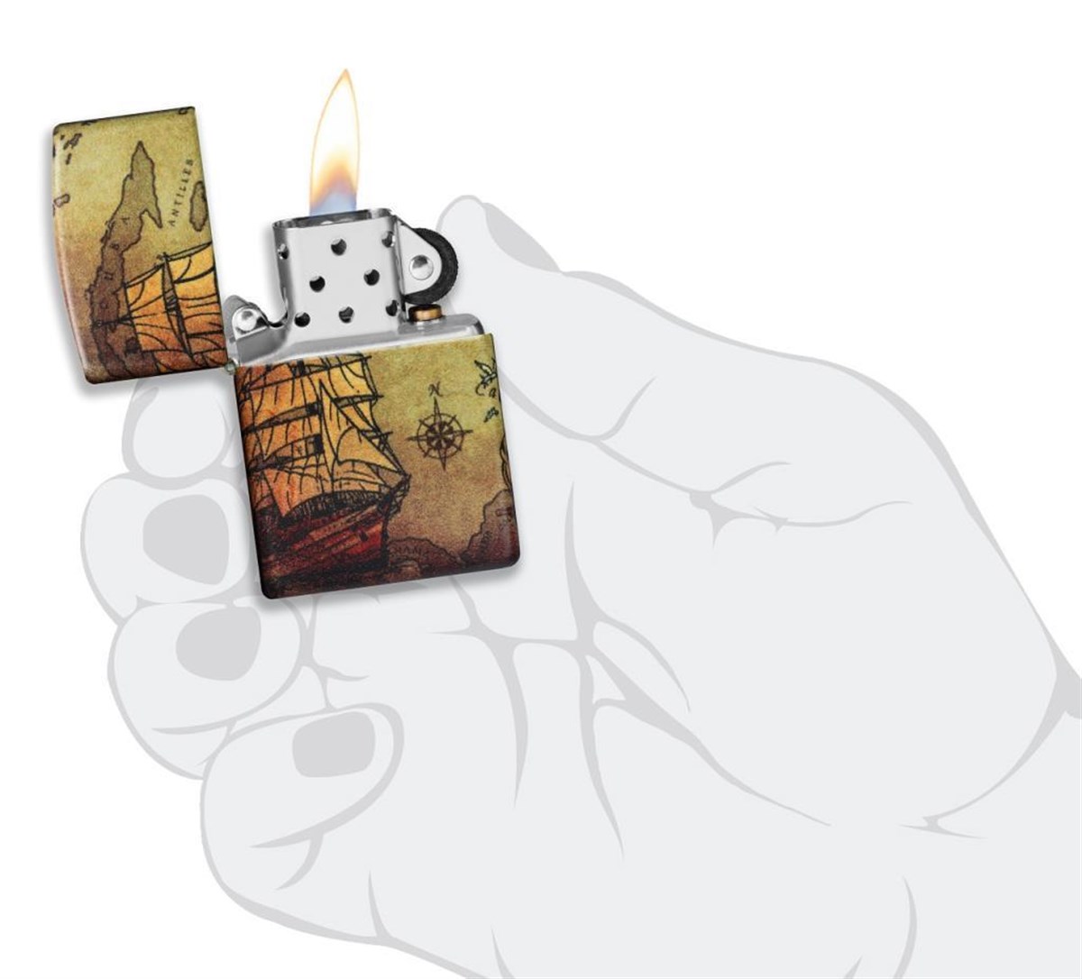 TR3446,Zippo Çakmak 49352 Pirate Ship Design 49355-083350