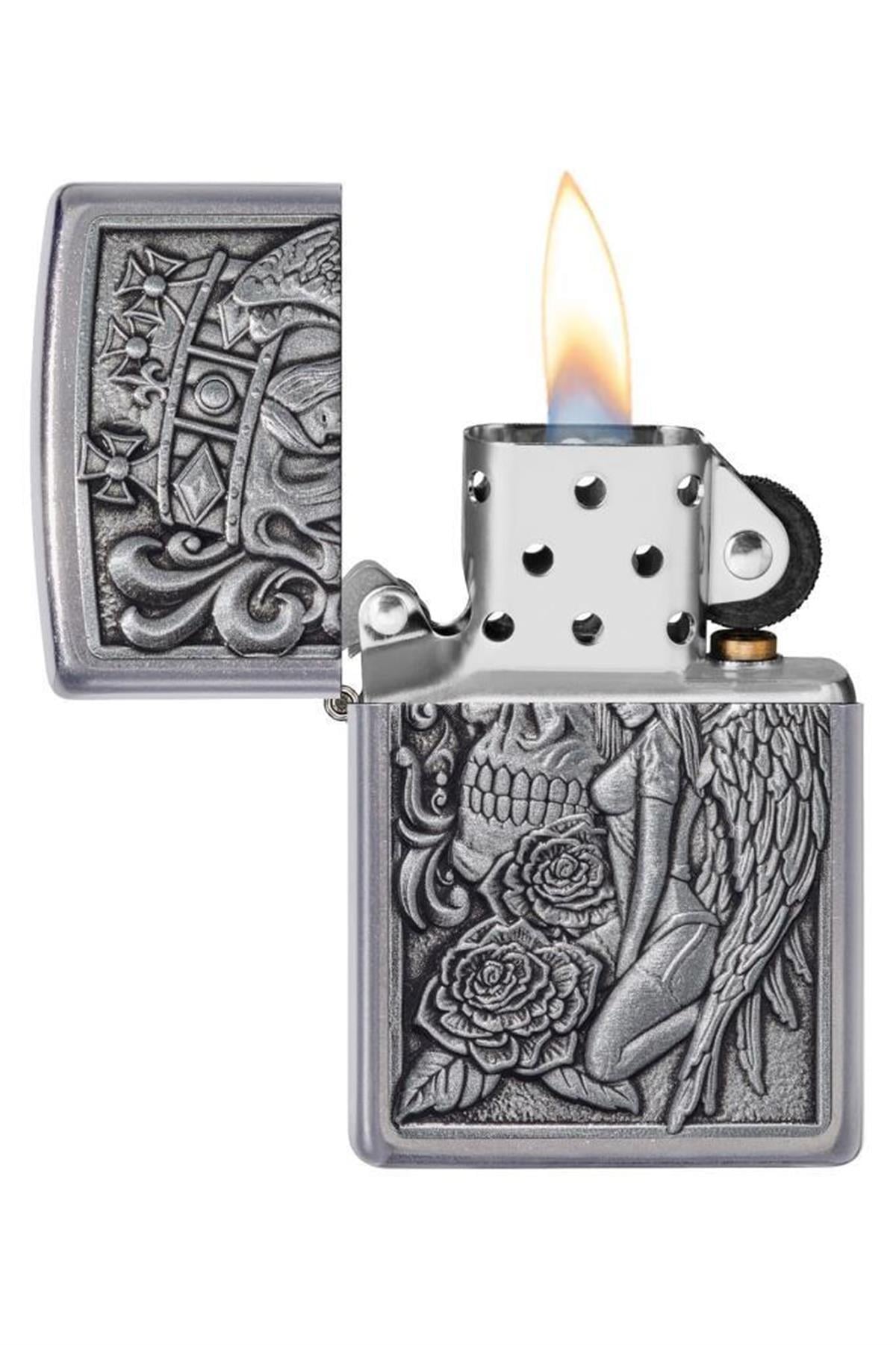TR5377,Zippo Çakmak 49442-087410 207 Skull And Angel Emblem