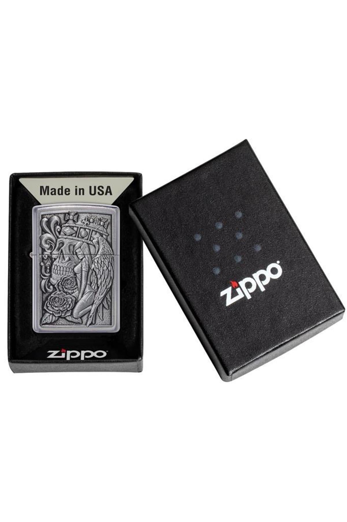 TR5377,Zippo Çakmak 49442-087410 207 Skull And Angel Emblem