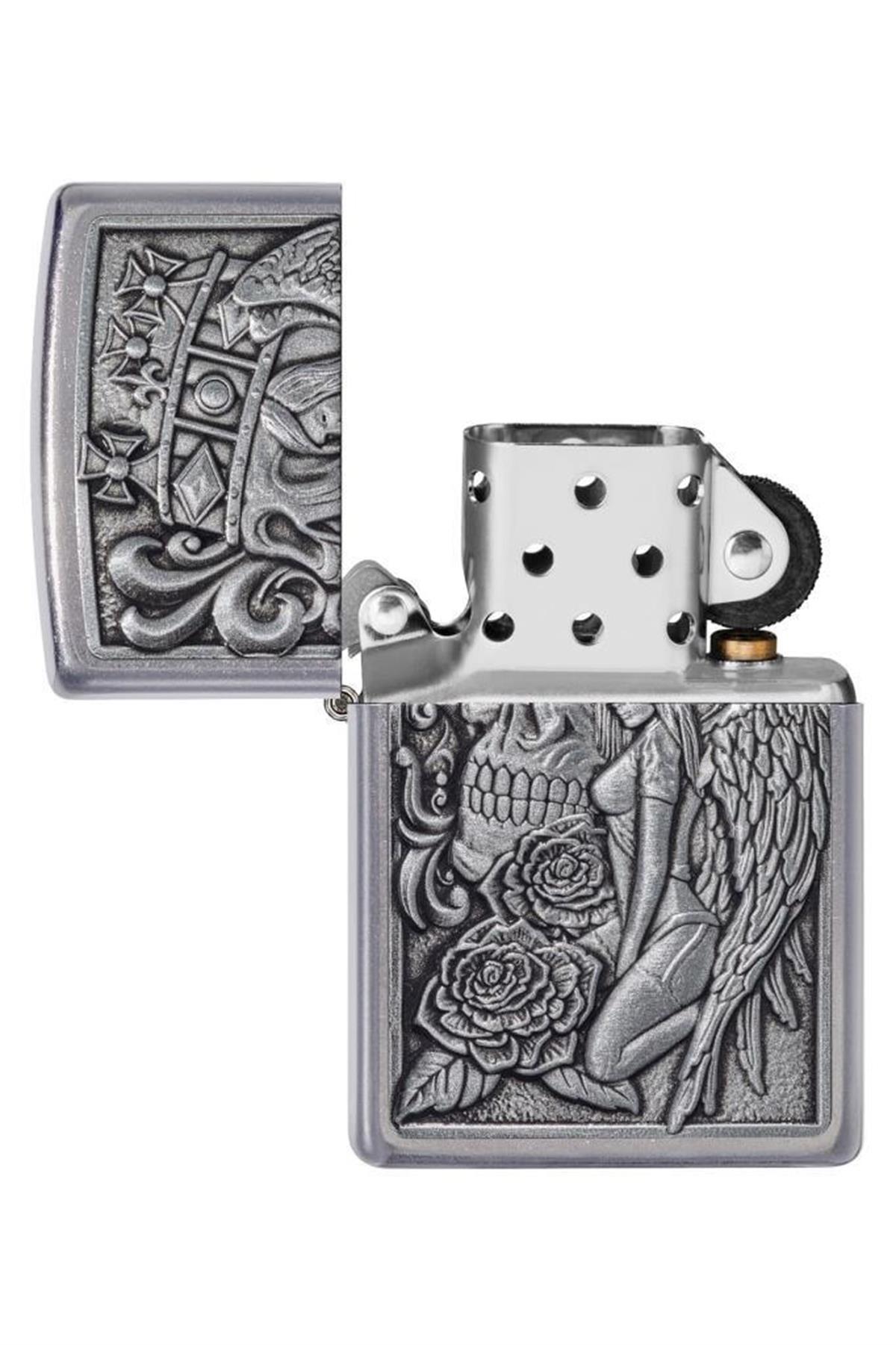 TR5377,Zippo Çakmak 49442-087410 207 Skull And Angel Emblem