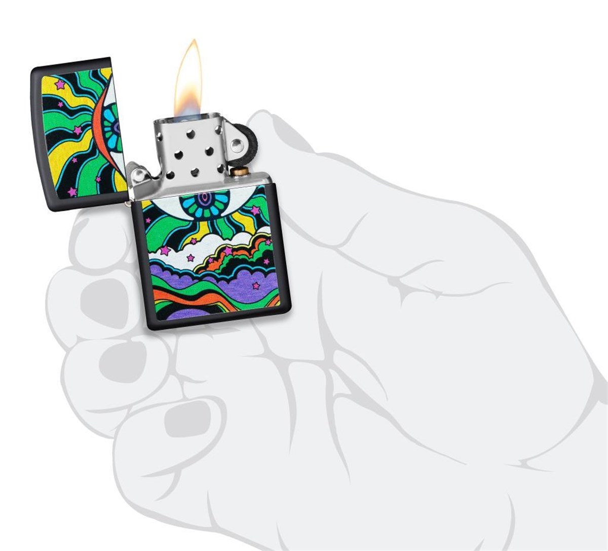 TR3430,Zippo Çakmak Black Light Eye Design 49699-090580