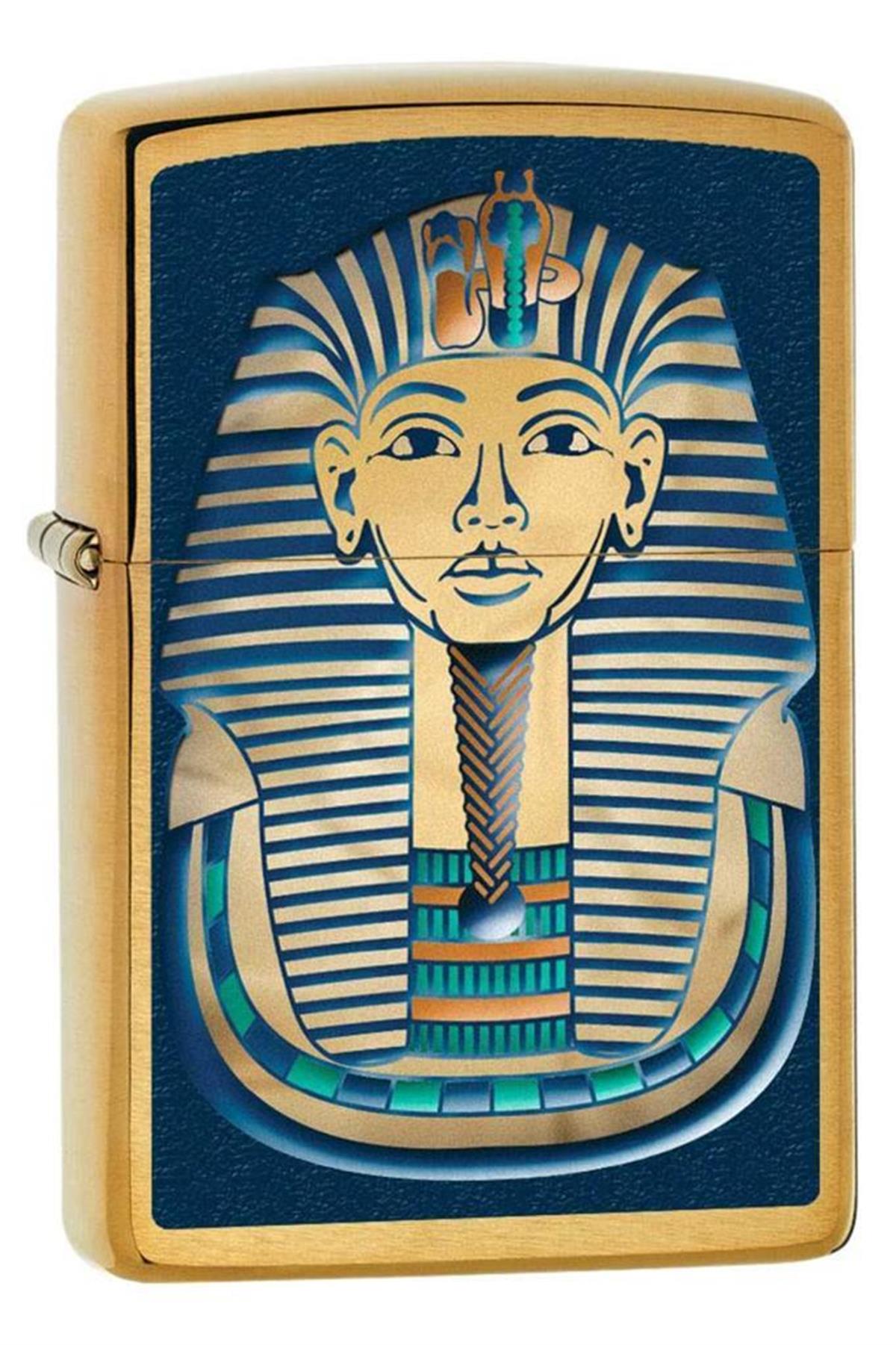 TR5521,Zippo Çakmak Egyptian Pharaoh Tutankhamen - Brushed Brass