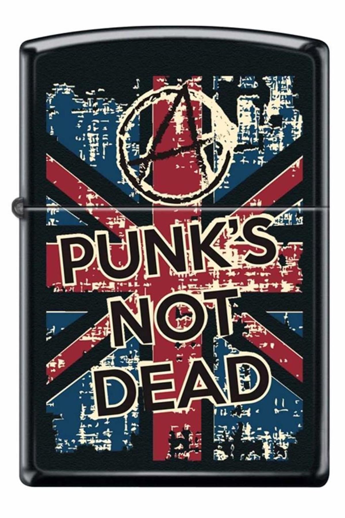 TR5571,Zippo Çakmak Punks Not Dead Poster Black Matte