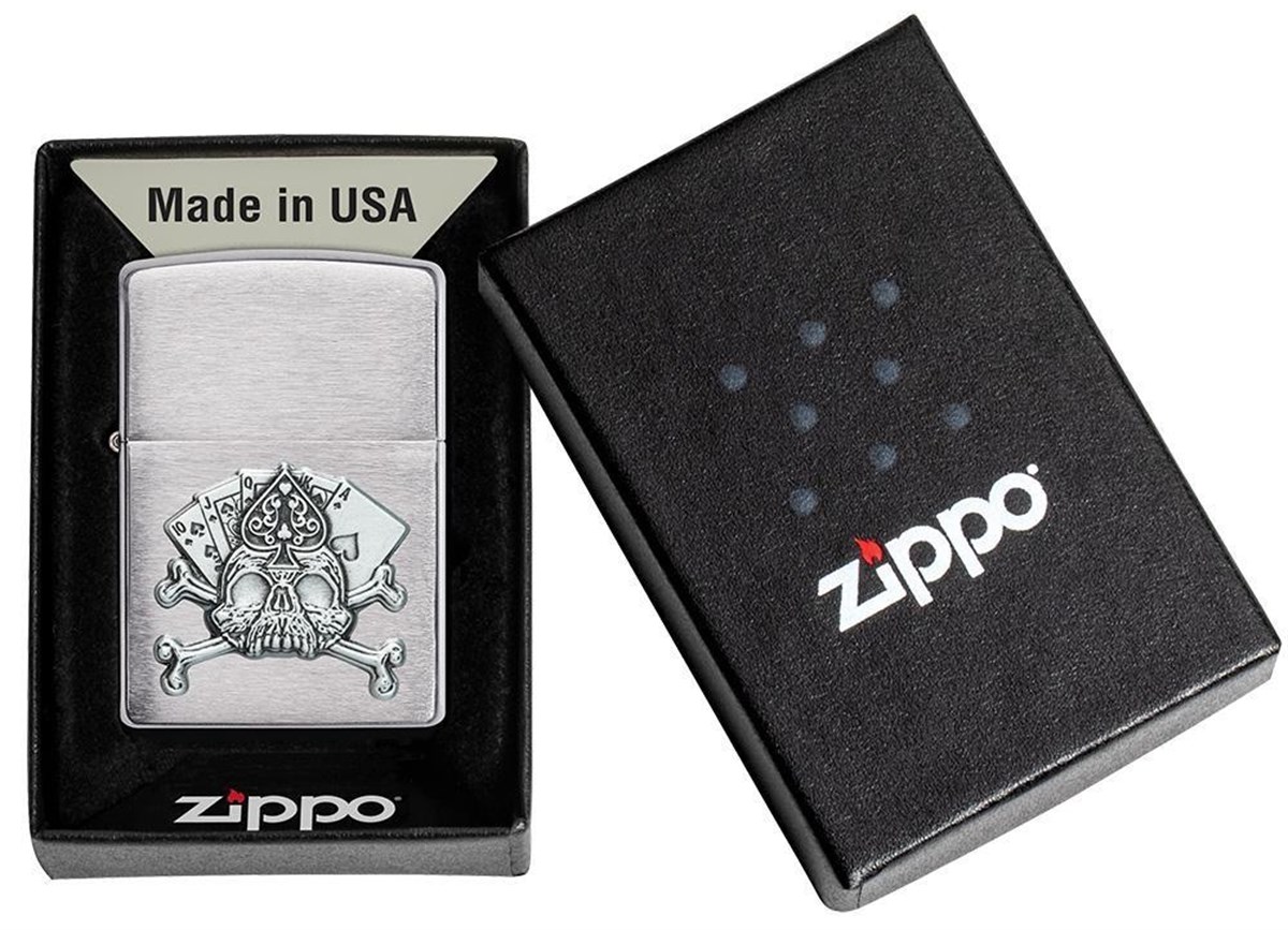 TR3442,Zippo Çakmak Skull Emblem Design 49293-083348