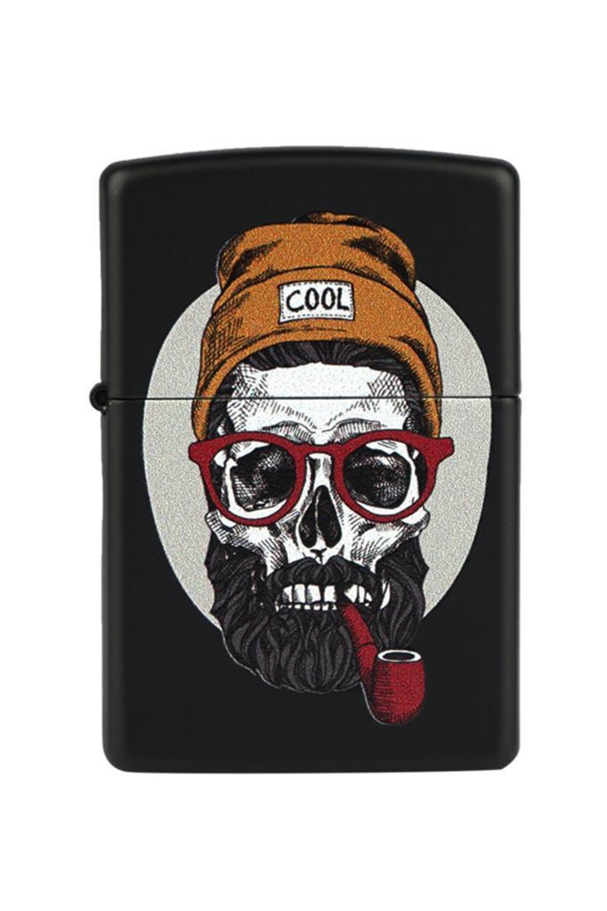 TR4264,Zippo Çakmak Skull With Pipe Design 218-096357
