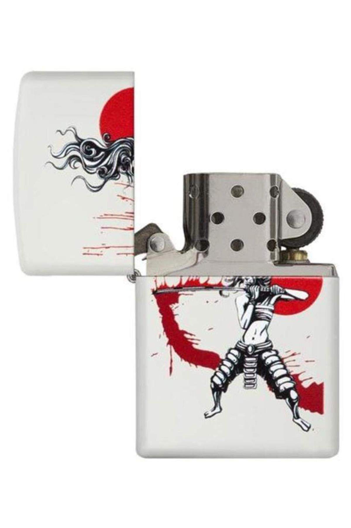 TR5696,Zippo Çakmak White Matte Samurai Girl