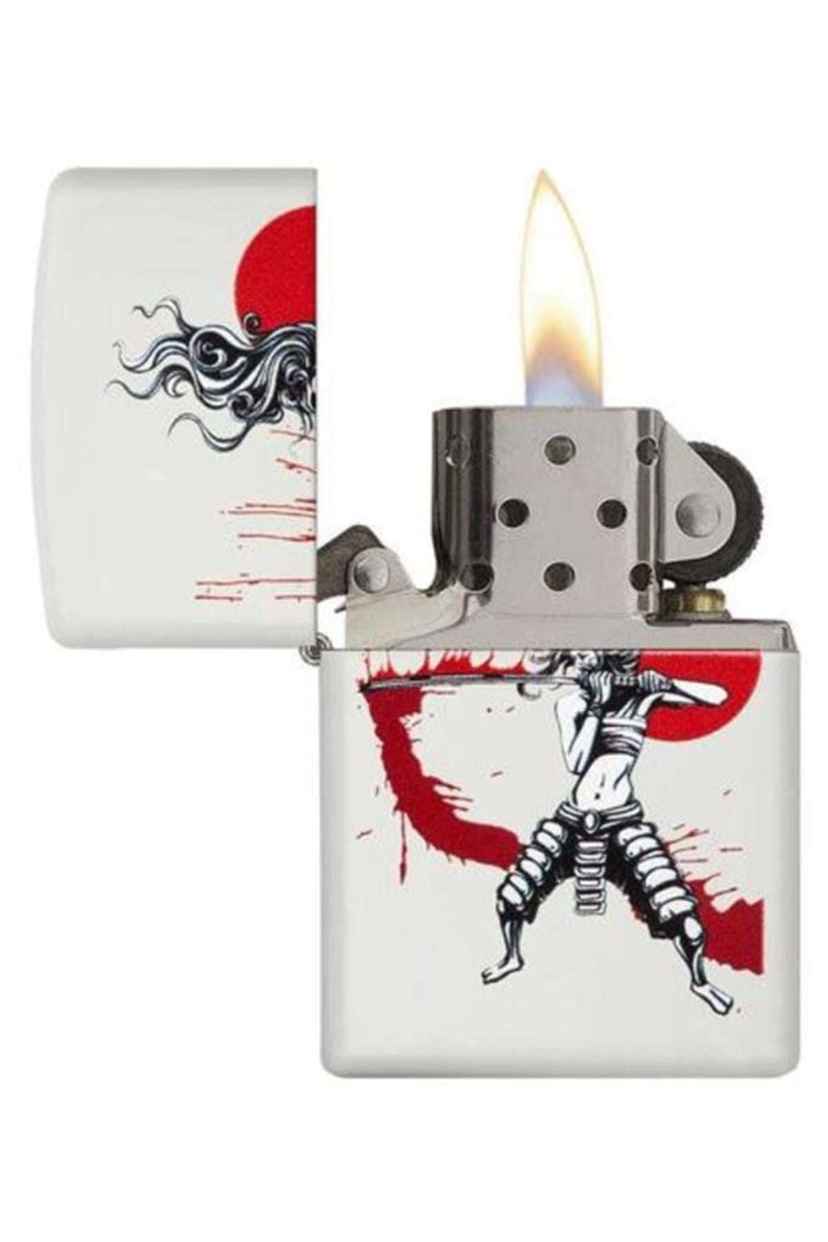 TR5696,Zippo Çakmak White Matte Samurai Girl