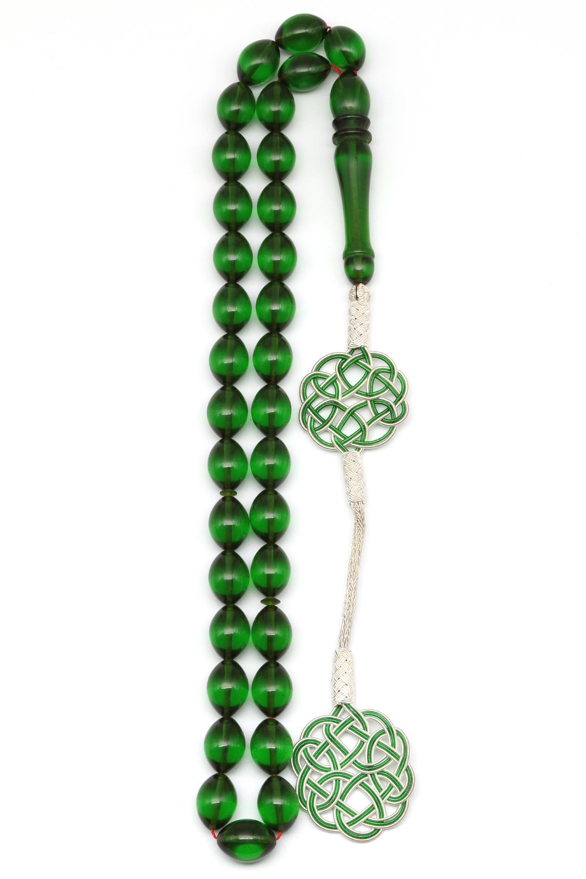 1000 Ayar Gümüş El Örmesi Kazaz Püsküllü Arpa Kesim Sıkma Tesbih