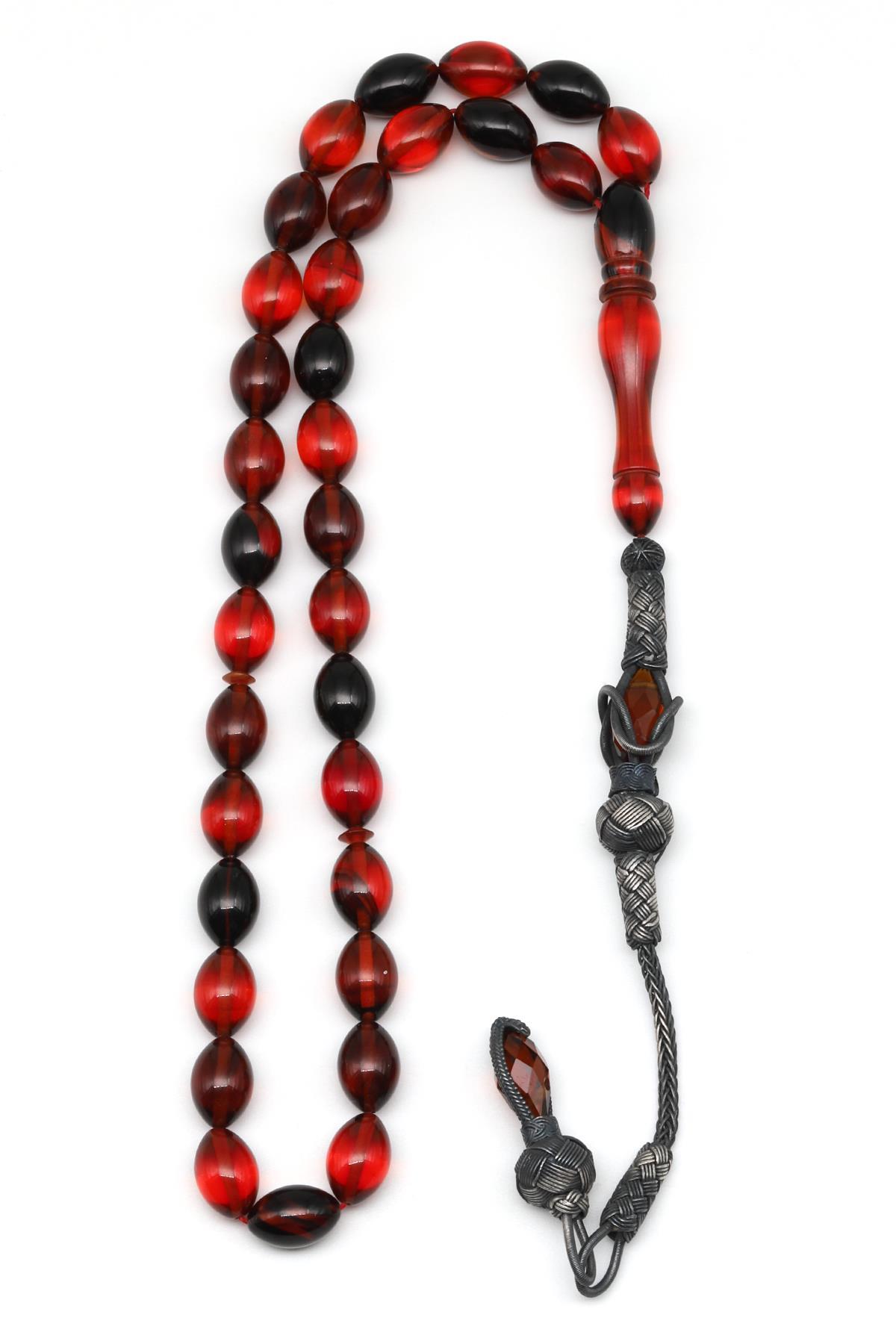 1000 Ayar Gümüş El Örmesi Kazaz Püsküllü Arpa Kesim Sıkma Tesbih