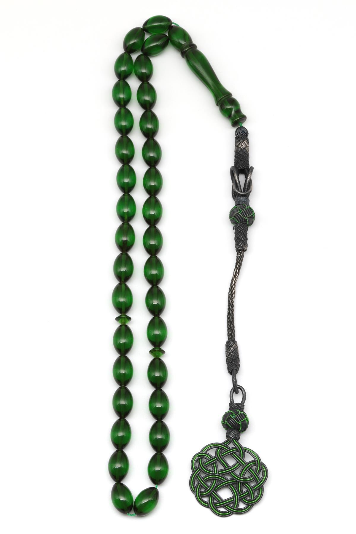 1000 Ayar Gümüş El Örmesi Kazaz Püsküllü Arpa Kesim Sıkma Tesbih