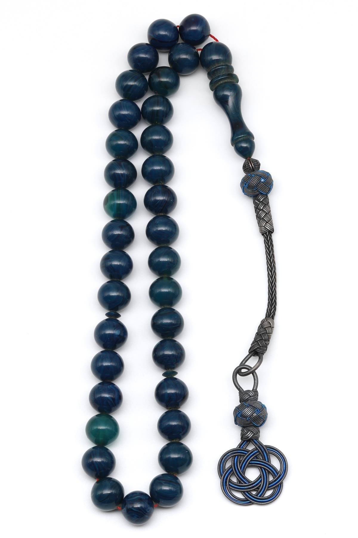 1000 Ayar Gümüş El Örmesi Kazaz Püsküllü Küre Kesim Sıkma Tesbih