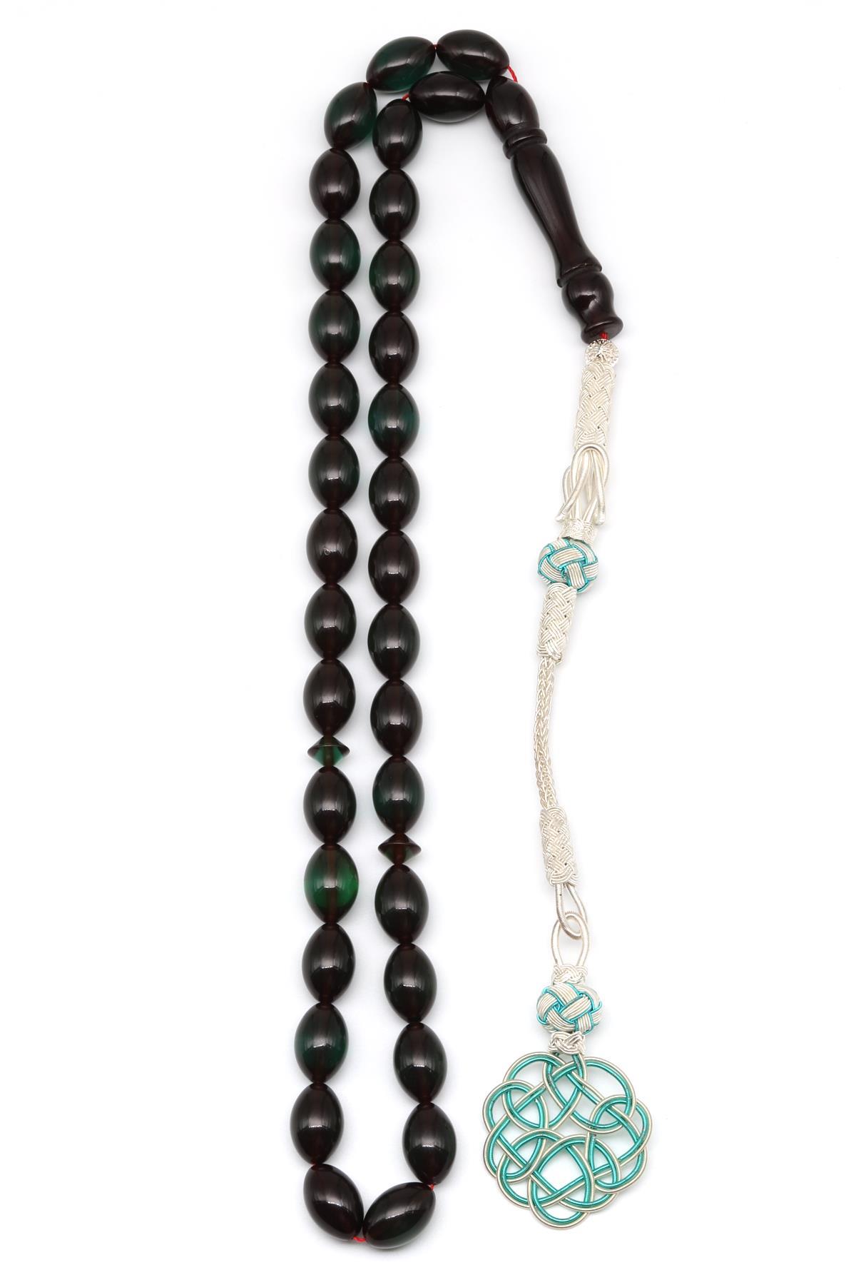 1000 Ayar Gümüş El Örmesi Kazaz Püsküllü Arpa Kesim Sıkma Tesbih