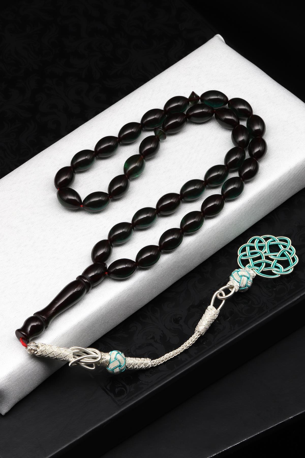 1000 Ayar Gümüş El Örmesi Kazaz Püsküllü Arpa Kesim Sıkma Tesbih