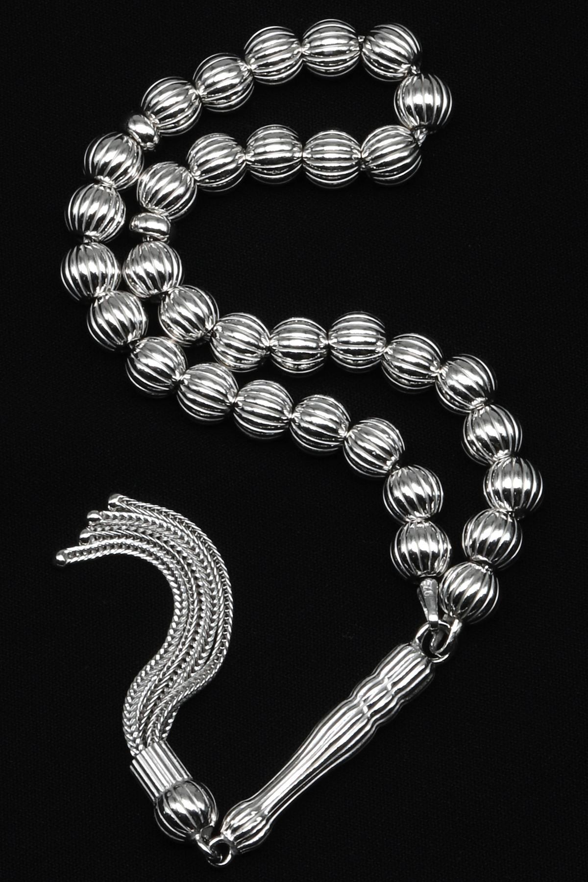 925 Ayar Gümüş Tesbih 6 x 7 mm Küre Kesim