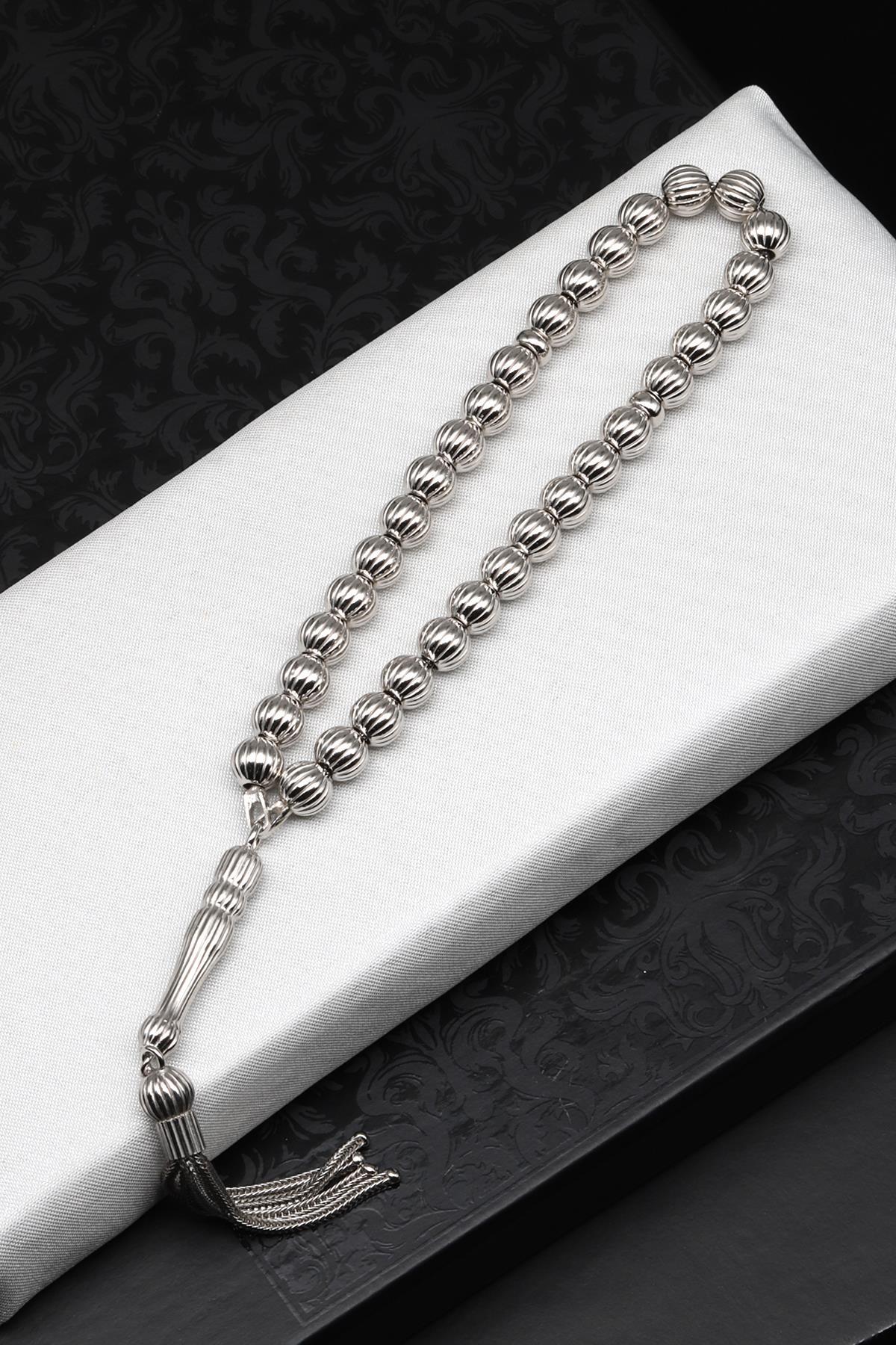 925 Ayar Gümüş Tesbih 6 x 7 mm Küre Kesim