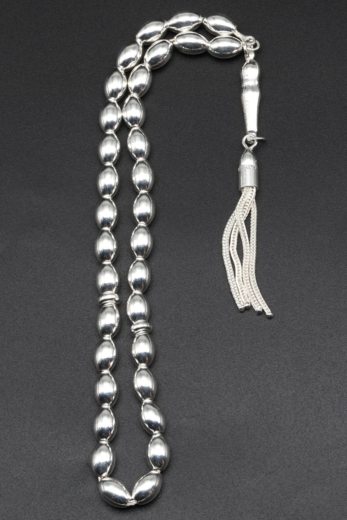 925 Ayar Gümüş Tesbih 6 x 9 mm Arpa Kesim