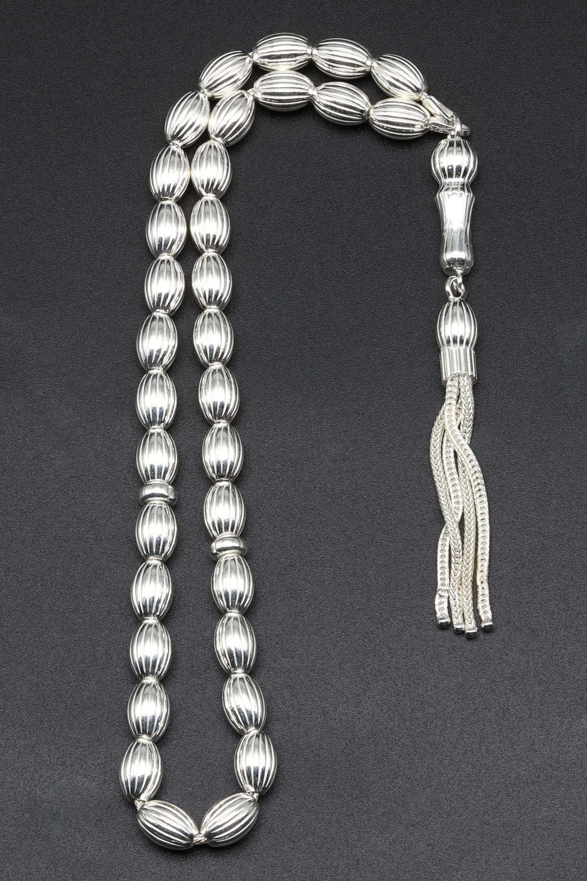 925 Ayar Gümüş Tesbih 6 x 9 mm Arpa Kesim