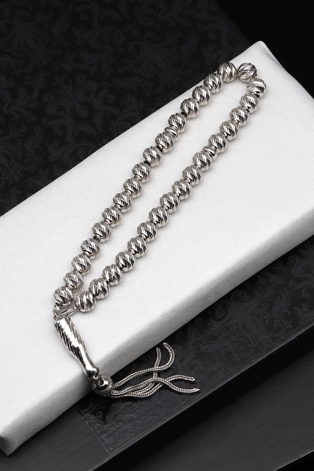 925 Ayar Gümüş Tesbih 7 mm Küre Kesim