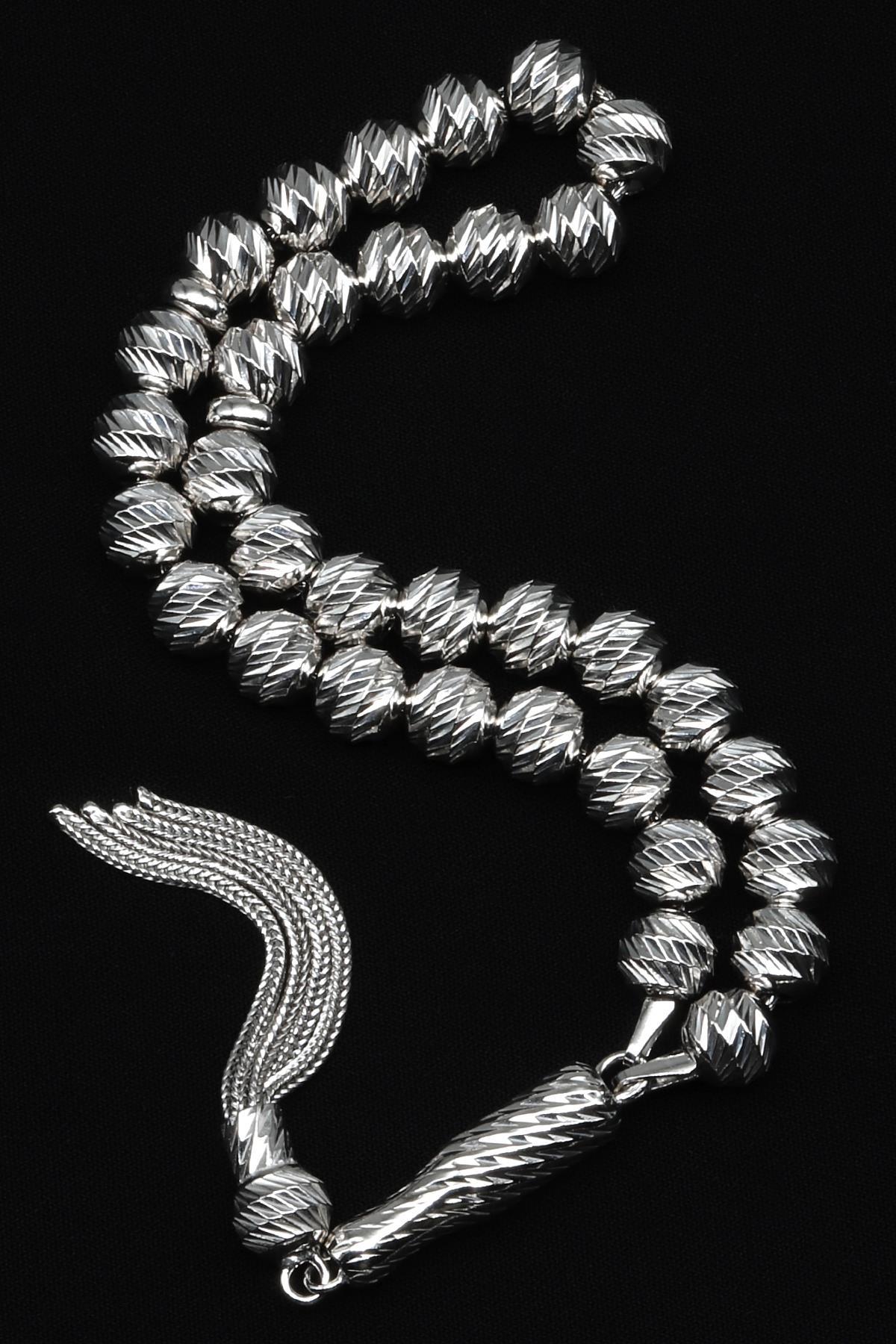 925 Ayar Gümüş Tesbih 7 mm Küre Kesim