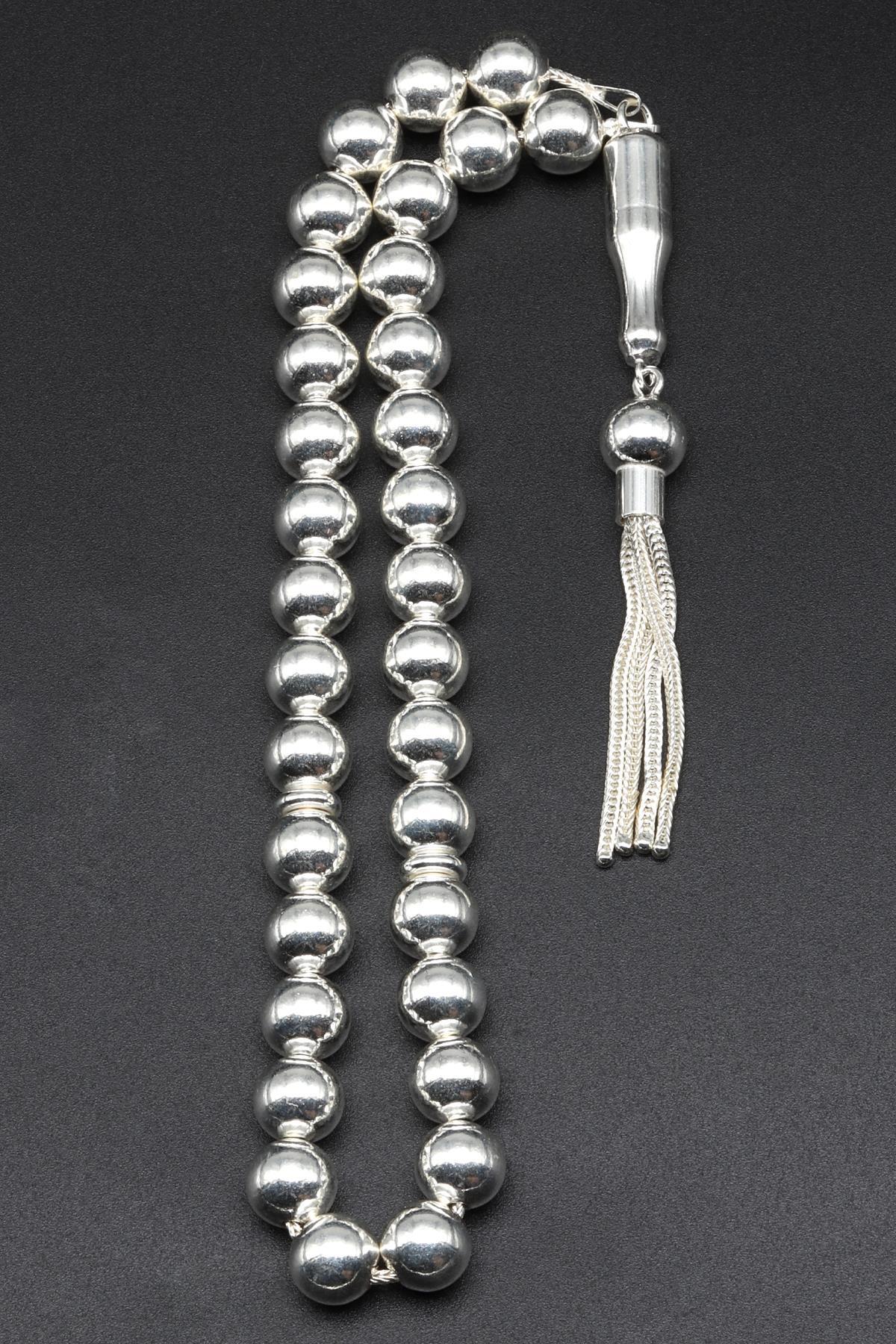 925 Ayar Gümüş Tesbih 9 mm Küre Kesim