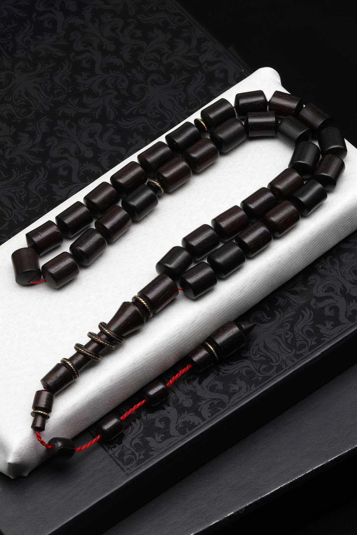 Abanoz Ağacı Tesbih 10 x 11 mm Kesme Silindir Kesim