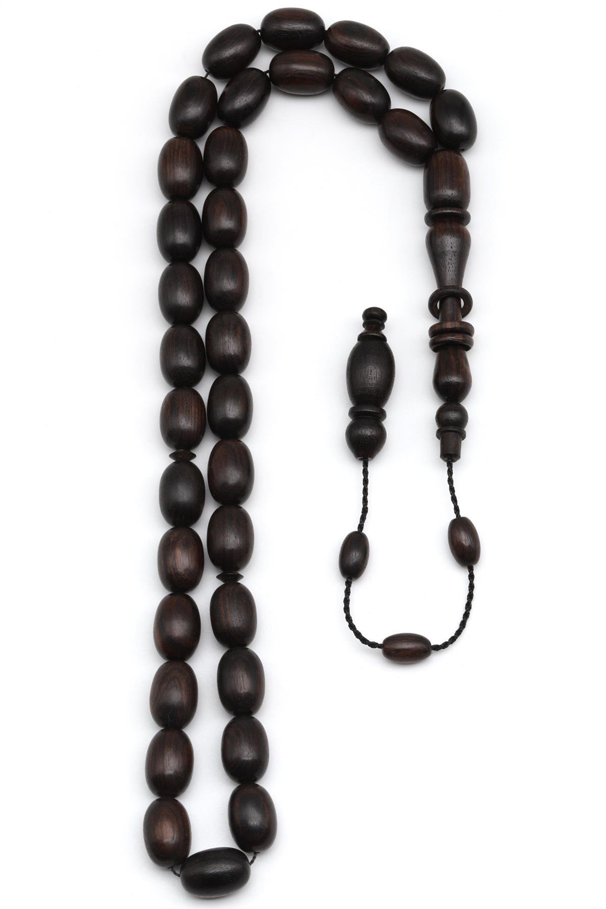 Abanoz Ağacı Tesbih 10 x 14 mm Badem Kesim