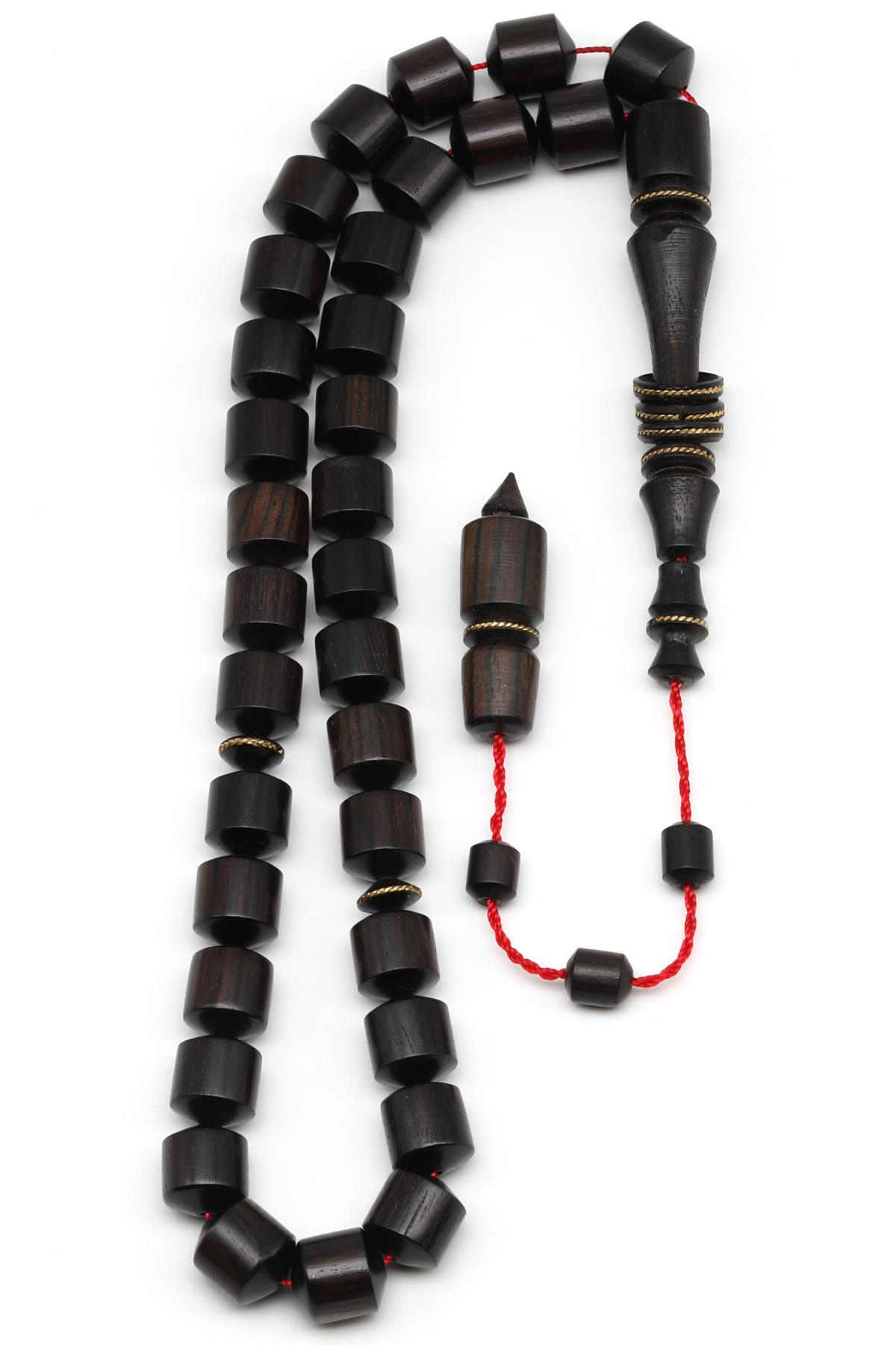 Abanoz Ağacı Tesbih 9 x 10 mm Kesme Silindir Kesim