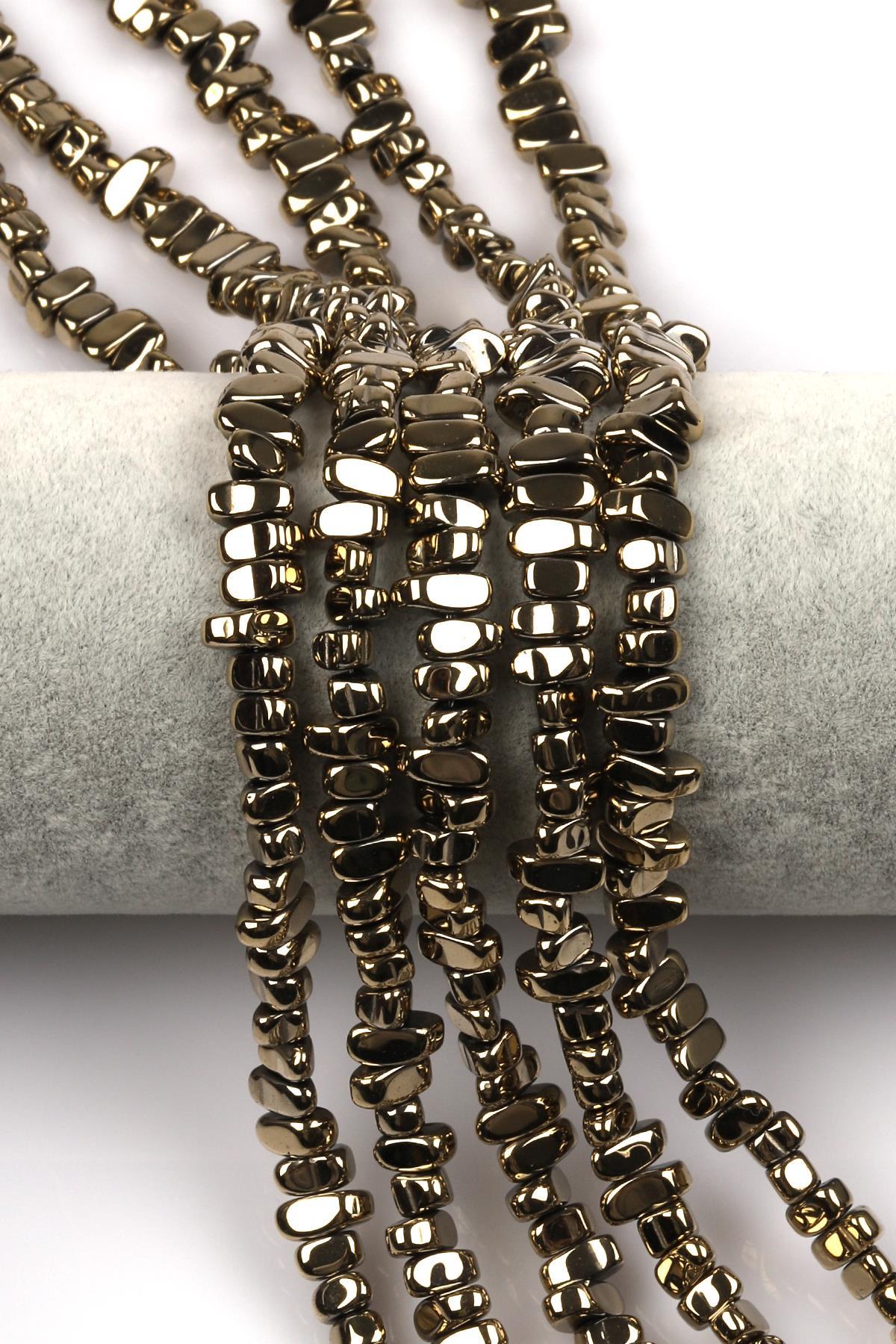 Açık Gold Renkli Hematit Dizi 4 x 8 mm Kırık Model Kesim
