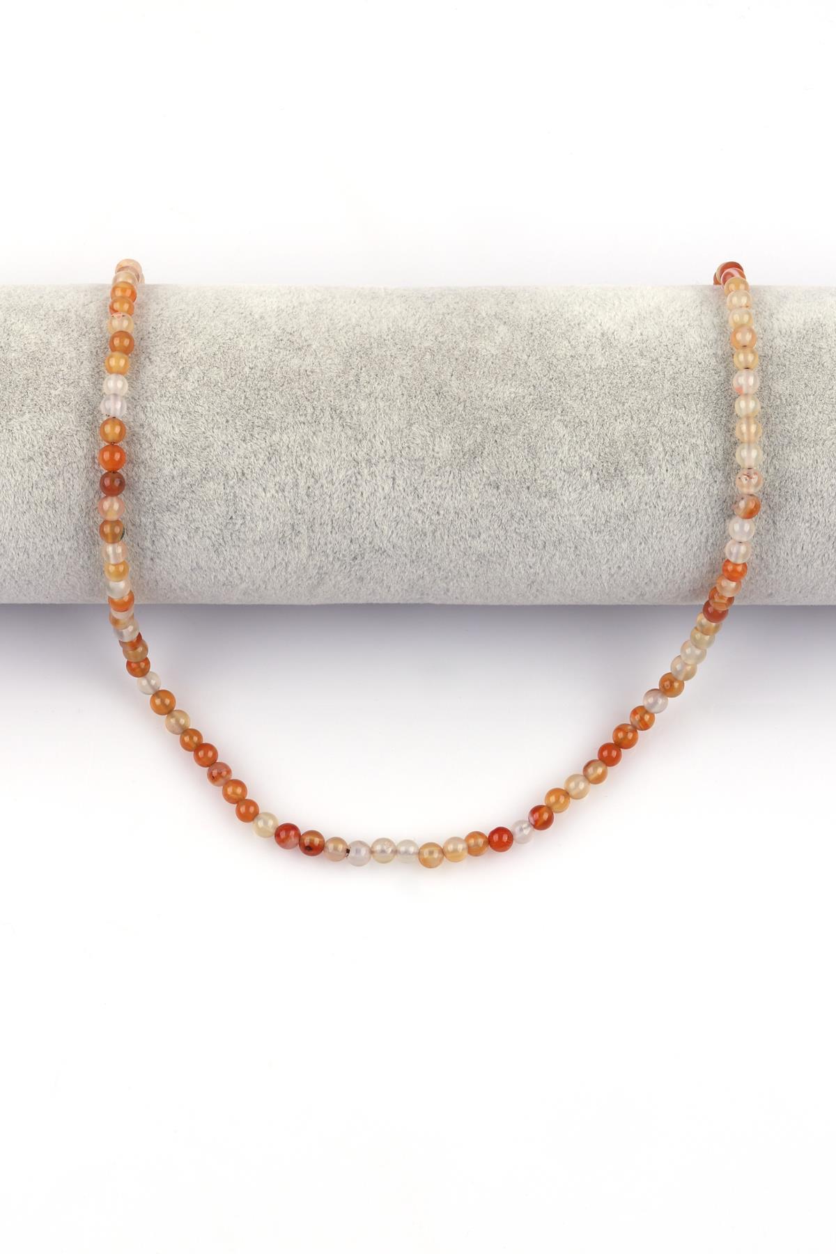 Açık Turuncu Akik Doğal Taş Dizi 4 mm Küre Kesim