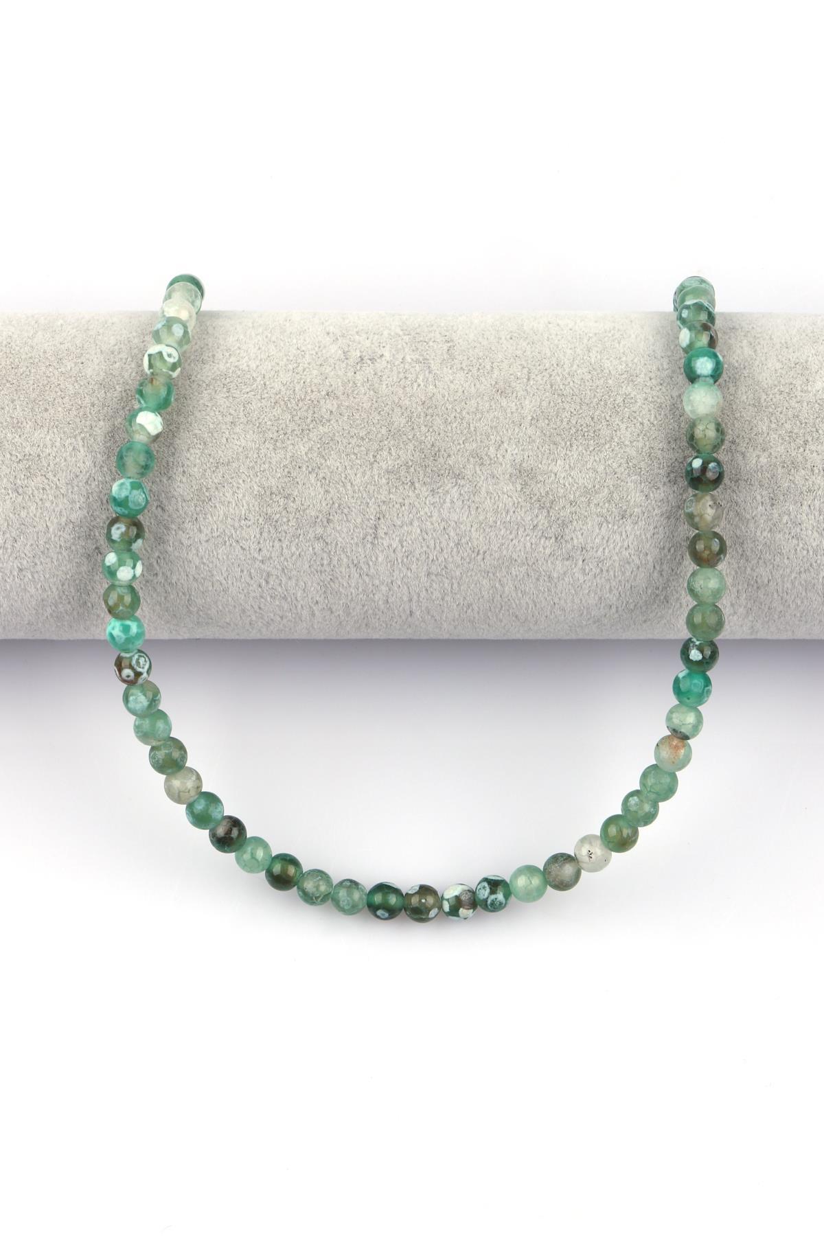 Açık Yeşil Akik Doğal Taş Dizi 6 mm Küre Kesim