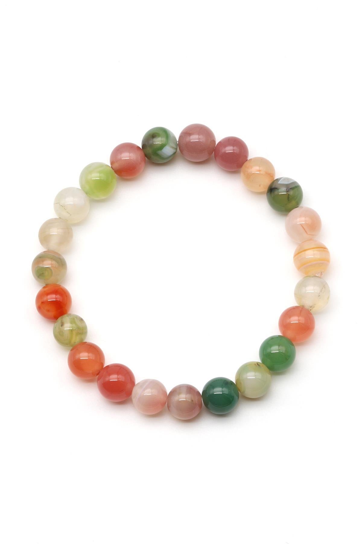 Afrika Akik Doğal Taş Bileklik 8 mm Küre Kesim