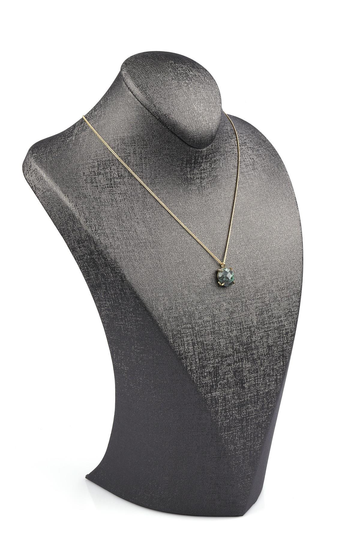 Afrika Turkuaz Doğal Taş Gold Renkli Kolye