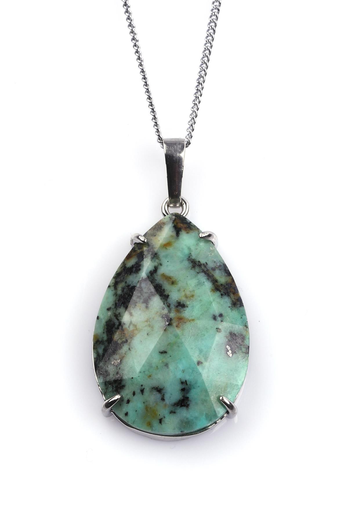 Afrika Turkuaz Doğal Taş Kolye