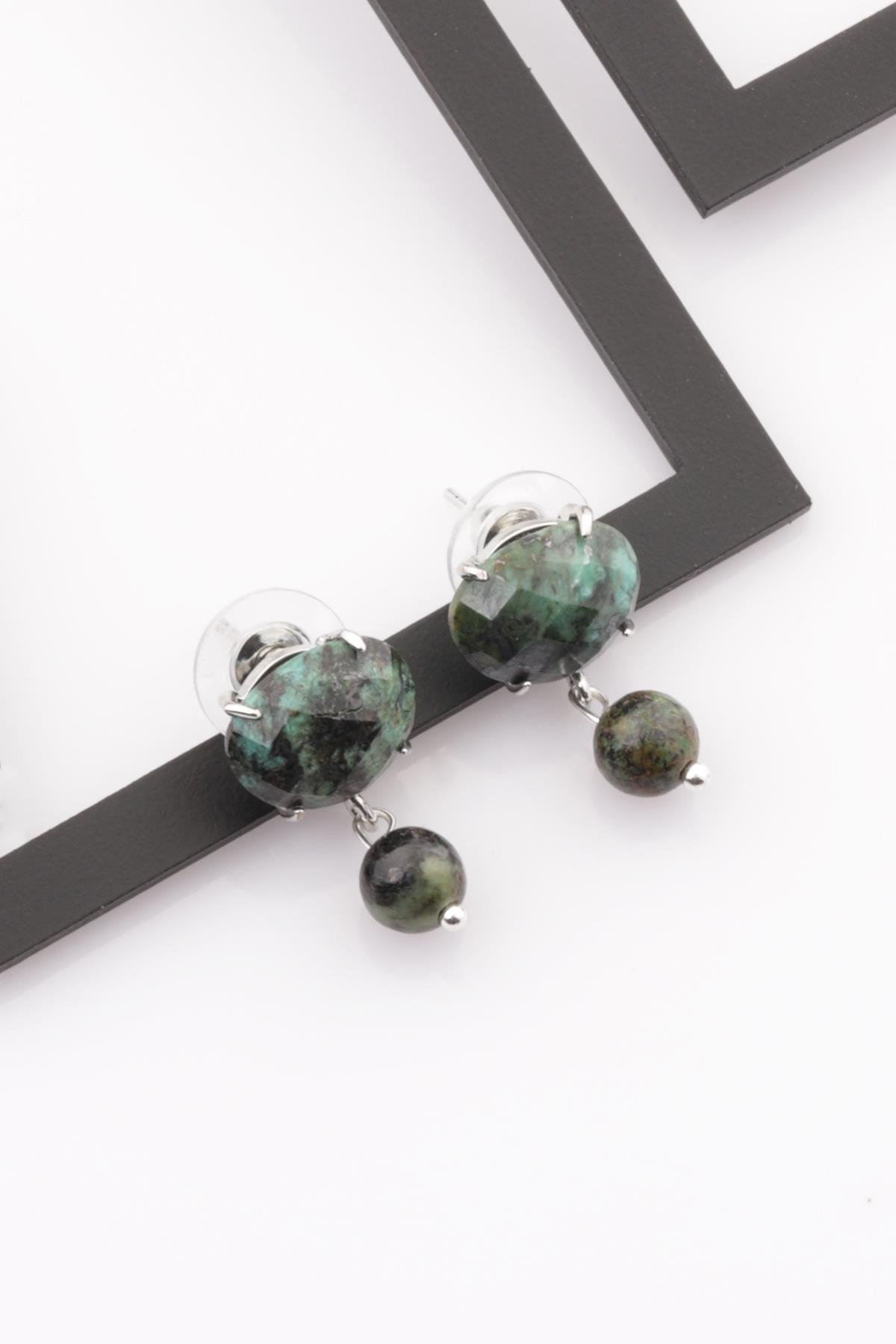 Afrika Turkuaz Doğal Taş Küpe