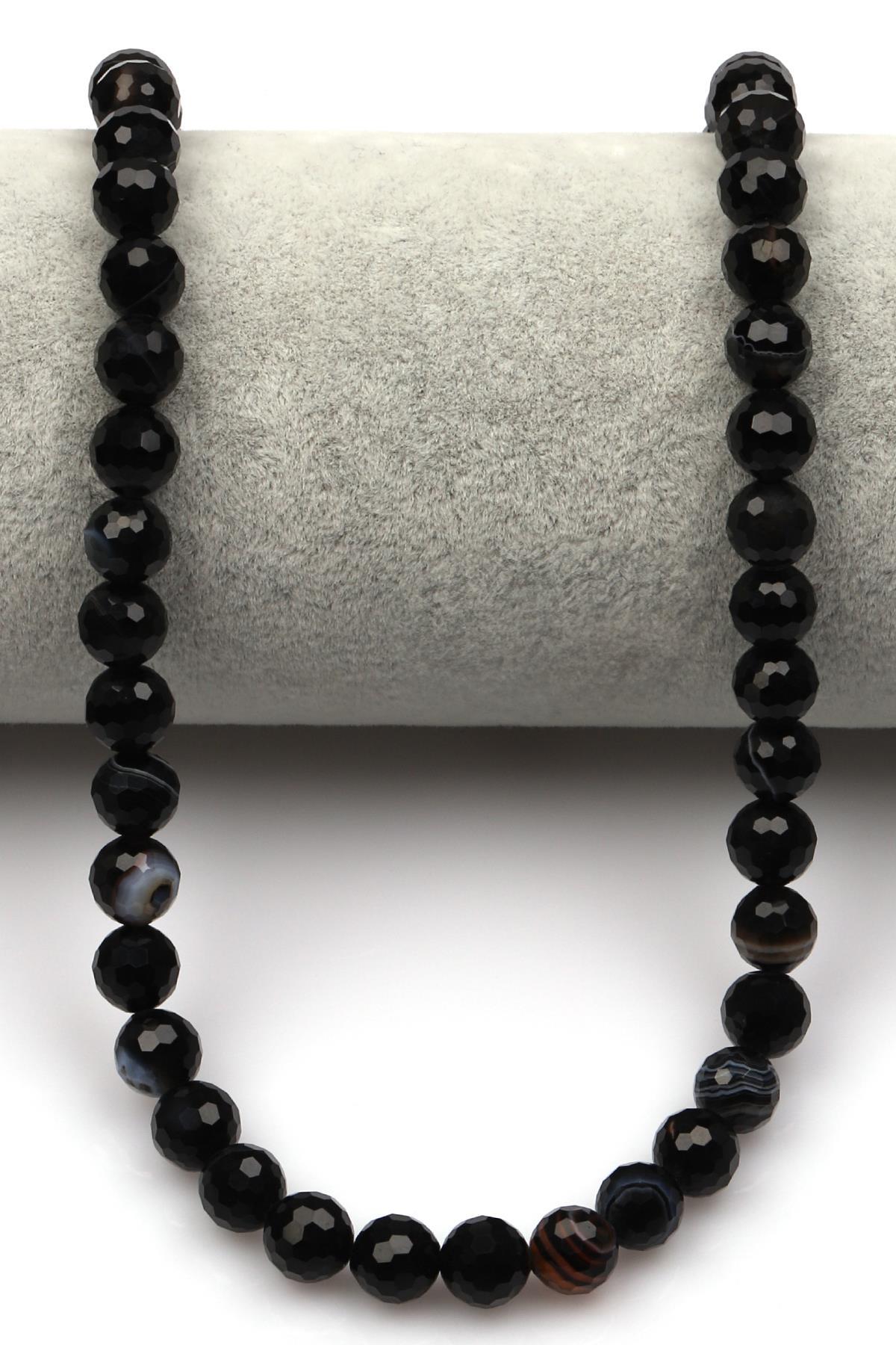 Akik (A Kalite) Doğaltaş Dizi 8 mm Fasetli Küre Kesim