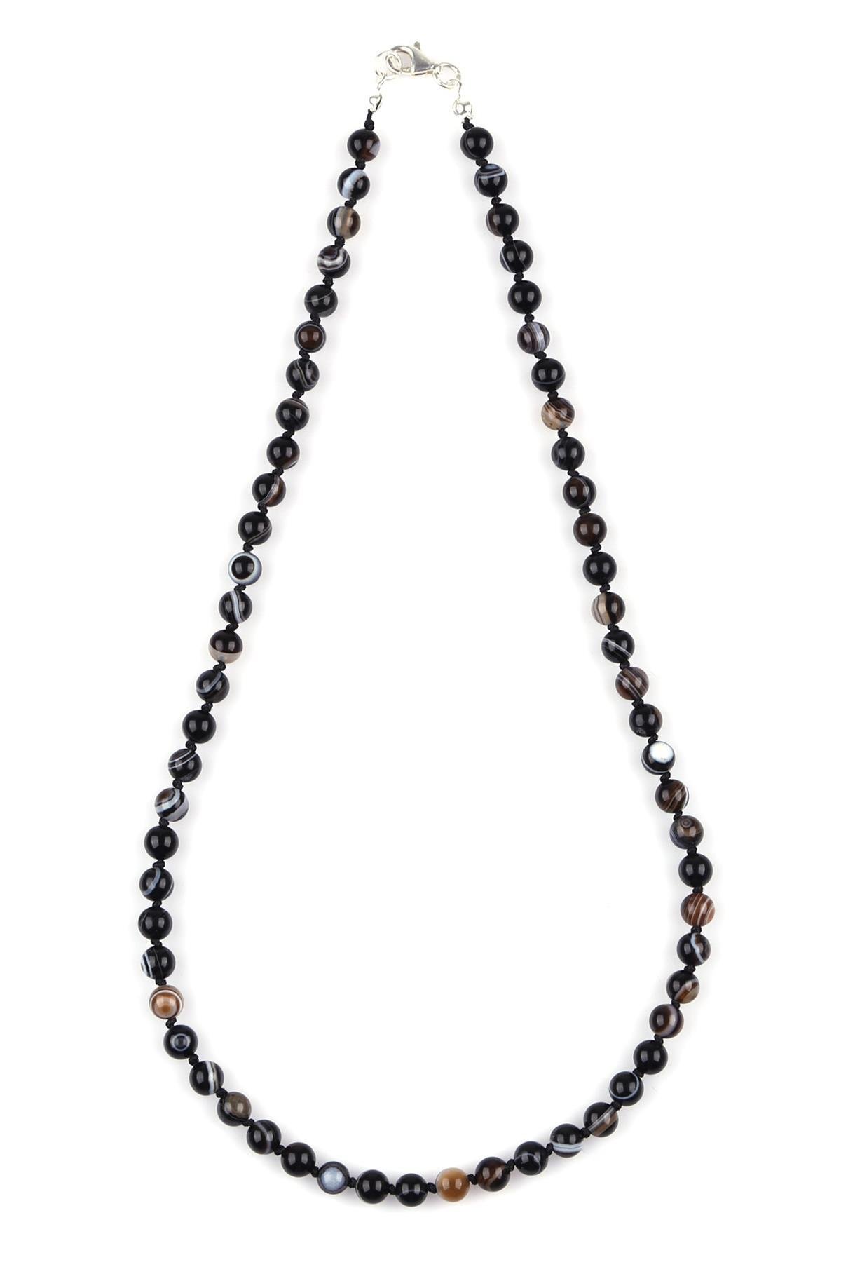 Akik Doğal Taş 6 mm Düğümlü Kolye